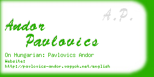 andor pavlovics business card